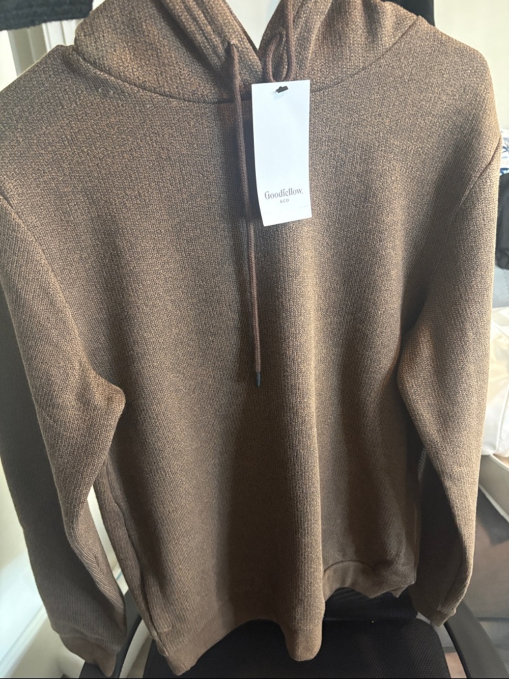 Goodfellow & Co Brown Waffle-Knit Hooded Pullover
